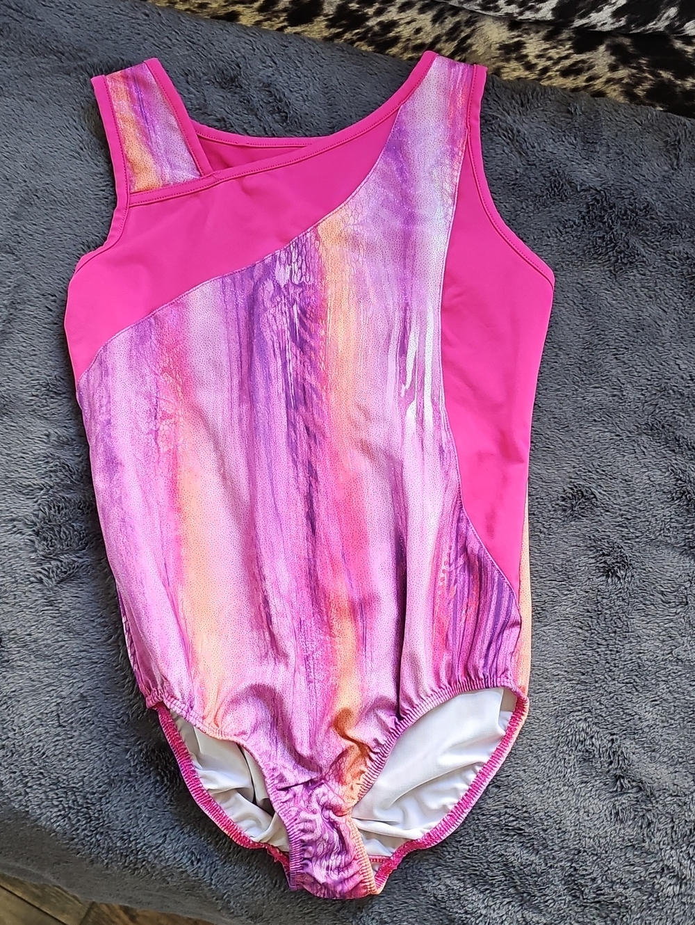Danskin White and Hot Pink Girls' Gymnastics Leotard